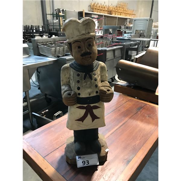 WOODEN TABLE TOP CHEF STATUE 25"H X 8"W