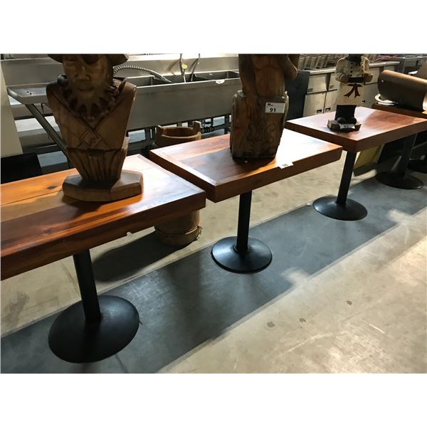 3 WOODEN 40 X 24  WOODEN PLANK BISTRO TABLES