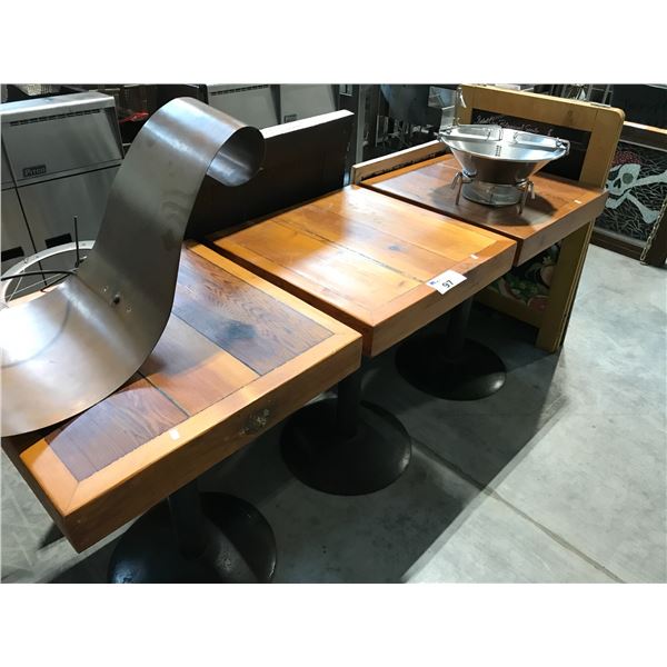 3 WOODEN 24 X 24" WOODEN PLANK BISTRO TABLES