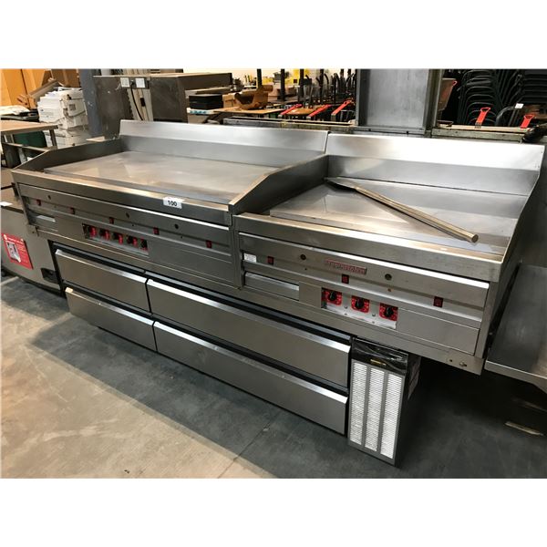 STAINLESS STEEL MAGIKICH'N DUAL STATION GRILLER 8'W X 32"D X 39"H