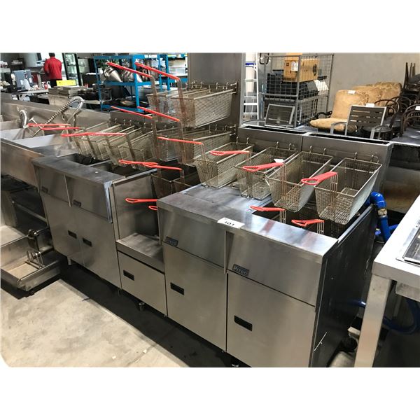 PITCO GAS  DUAL STATION STAINLESS STEEL DEEP FRYER 78"W X 30"D X 38"H