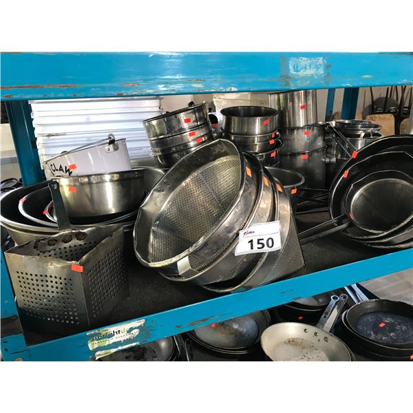 LOT OF STAINLESS STEEL, BOWLS, SIFTERS,  CONTAINERS AND MORE