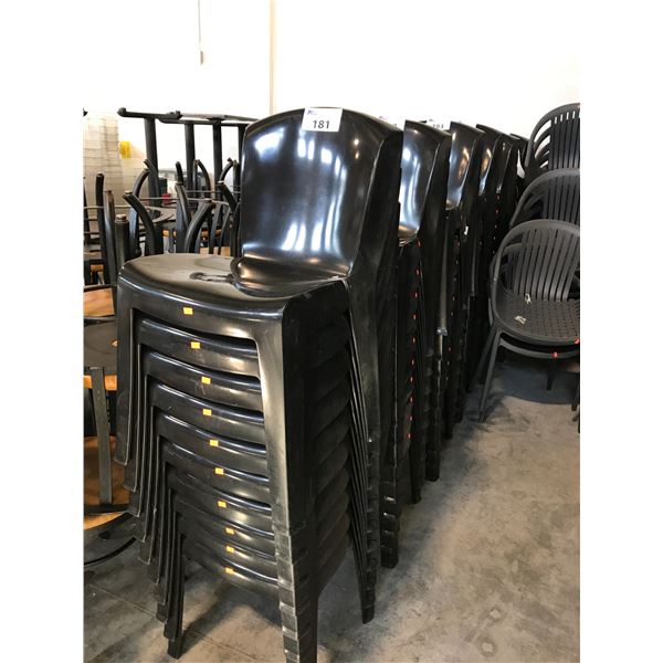 10 BROWN PLASTIC STACKING SIDE PATIO CHAIRS