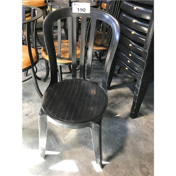LOT OF 20 BLACK PLASTIC PATIO CHAIRS