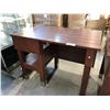 Image 2 : MAHOGANY 50"W X 29"D COUNTER HEIGHT DESK  AND MATCHING TABLE