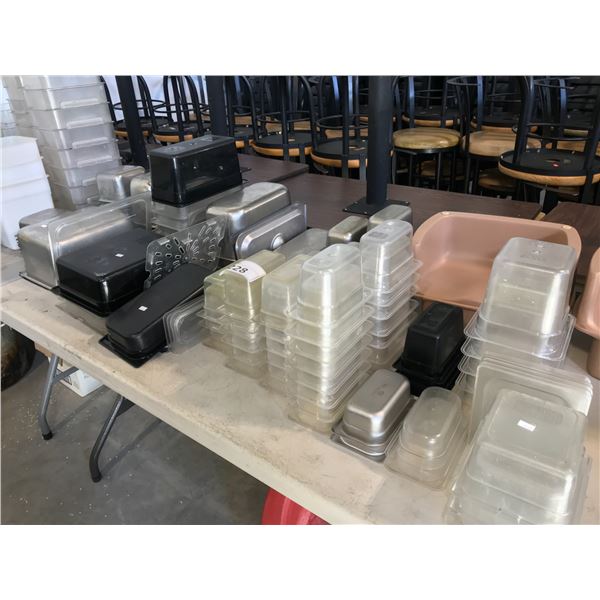 LOT OF STAINLESS STEEL AND PLASTIC FOOD CONTAINERS