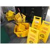 Image 1 : 3 COMMERCIAL YELLOW MOP STATIONS AND CAUTION SIGNS
