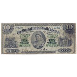 Bank British North America $10 note 1889 VG