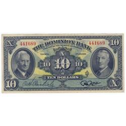 Dominion Bank $10 note 1938 EF