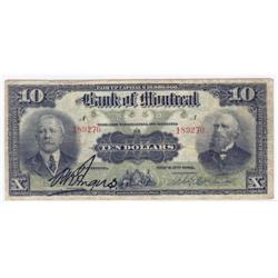 The Bank of Montreal, $10.00 1912, Fine