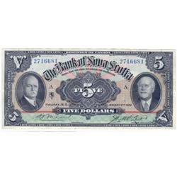 The Bank of Nova Scotia, $5.00  1929,  EF