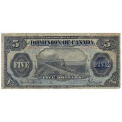 Dominion of Canada, $5.00 note 1912,  VG-F