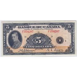Bank of Canada, $5.00 note 1935, EF40