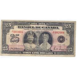 Bank of Canada, $25.00 note 1935, VG-F,