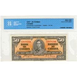 Bank of Canada, $50.00 note 1937, AU-50