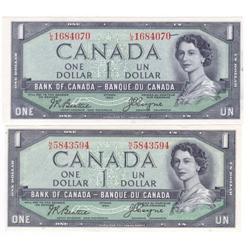 Bank of Canada, 2x$1Devil's Face 1954, AU-UNC