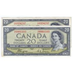 Bank of Canada, 2x$20 Devil's Face 1954 VF