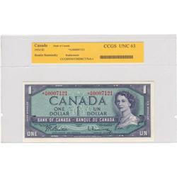 $1.00 Replacement note 1954, UNC-63