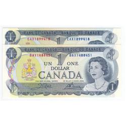 2x$1 Replacement notes 1973, Choice-Gem UNC