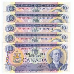 Bank of Canada, 5x$10.00 1971, all UNC