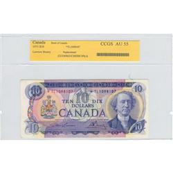 $10.00 Replacement note 1971, AU-55