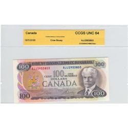 Bank of Canada, $100.00 note 1975, UNC-64