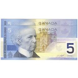 2 consec. $5 Replacement notes 2003, Gem UNC