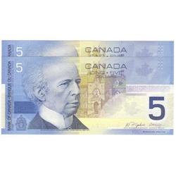 2 consec. $5 Changeover notes 2004, Gem UNC