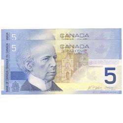 2 consec. $5.00 Insert note 2004, Gem UNC