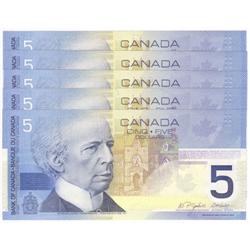 5 consec. $5 Insert notes Choice to Gem UNC