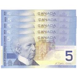 5 consec. $5 Insert notes Choice to Gem UNC