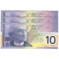 Bank of Canada, 3 x $10.00 note 2004,  VF