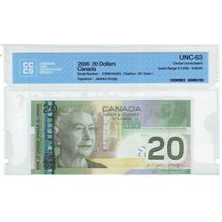$20.00 Insert note 2006, UNC-63