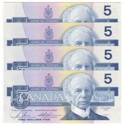 4 x $5.00 Error notes 2005, Choice to Gem UNC