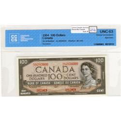 Bank of Canada $100 Specimen note 1954,UNC-63