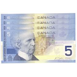 4 consec. $5.00 Radar notes 2004 GEM UNC