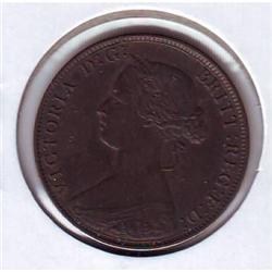 Nova Scotia 1 Cent 1864,  AU-50.