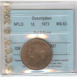 NFLD; Large Cent 1873, CCCS MS-63; Red