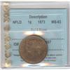 Image 1 : NFLD; Large Cent 1873, CCCS MS-63; Red