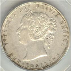 NFLD 50 Cents 1876H, PCGS EF-45.