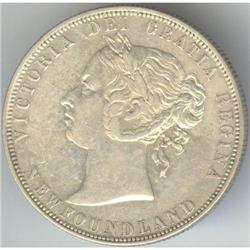 NFLD 50 Cents 1880, AU-50.