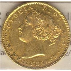 NFLD 2 Dollar 1870 ICCS AU-55 Gold 3 dots