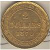 Image 2 : NFLD 2 Dollar 1870 ICCS AU-55 Gold 3 dots