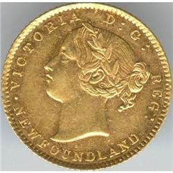 NFLD 2 Dollar 1881, AU-50 Gold.