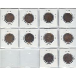 Large Cent Collection of 10 Georges V; read