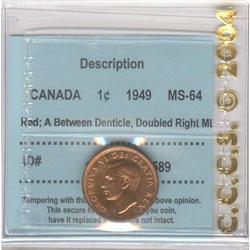1 Cent 1949 CCCS MS-64 Red A off dent