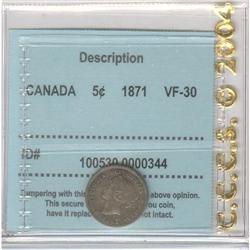 5 Cents 1871, CCCS VF-30.