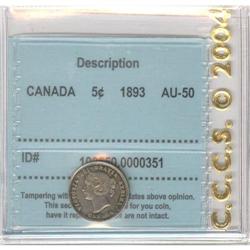 5 Cents 1893, CCCS AU-50.