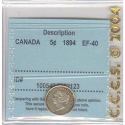 5 Cents 1894, CCCS EF-40.
