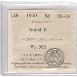 5 Cents 1900, ICCS MS-62; Round 0.